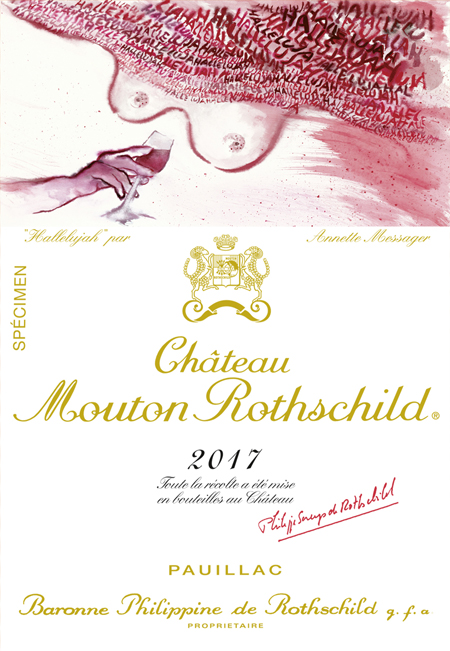 Etiquette de ChÃ¢teau Mouton Rothschild 2017 par Annette Messager